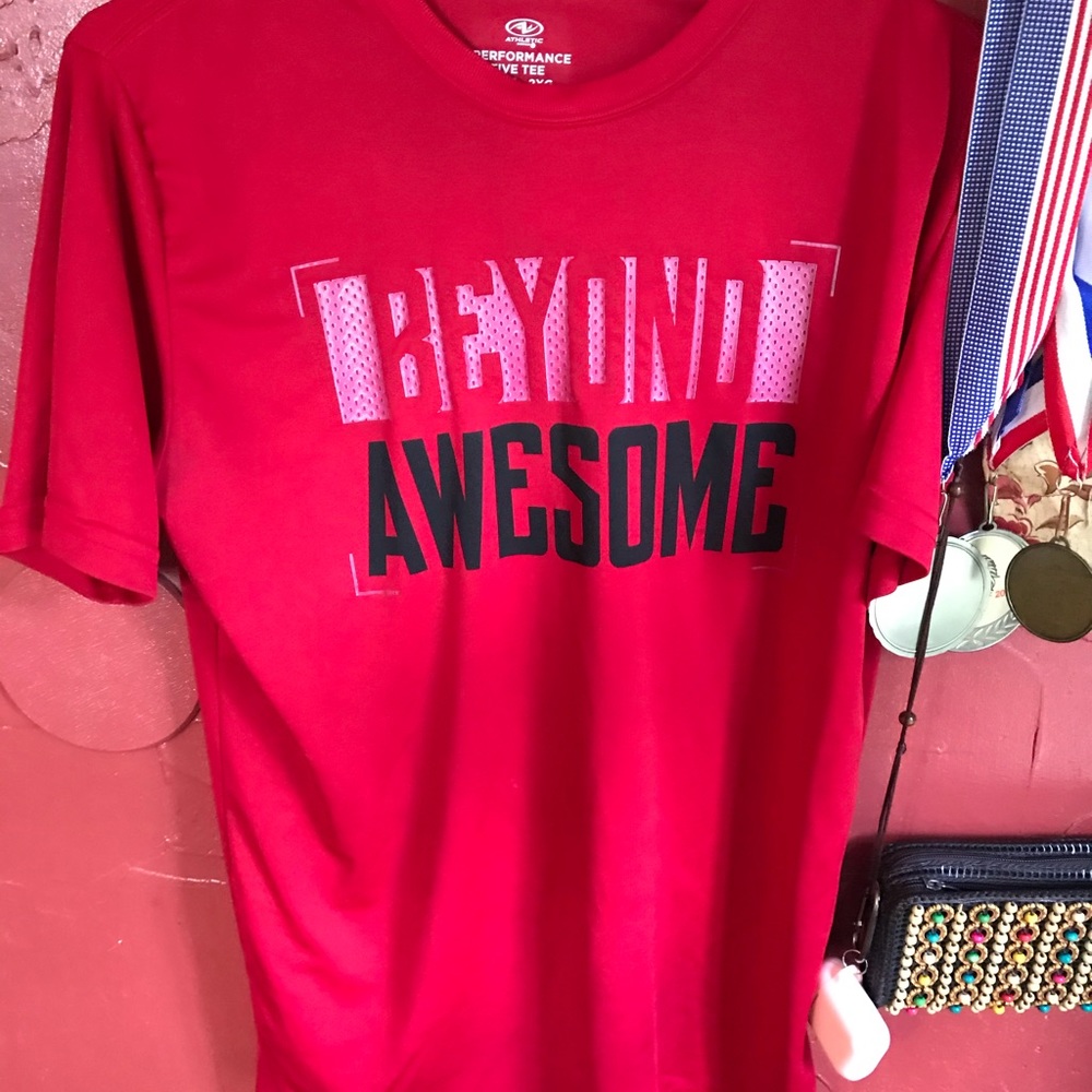 Red performance active shirt